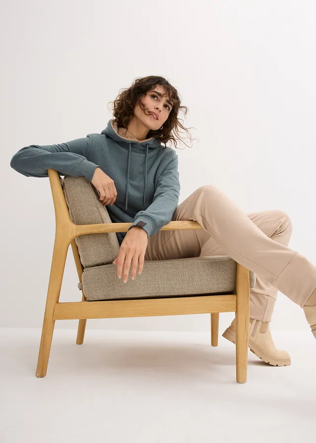 Thermo hoodie met teddy voering • eucalyptusgroen • bonprix online shop