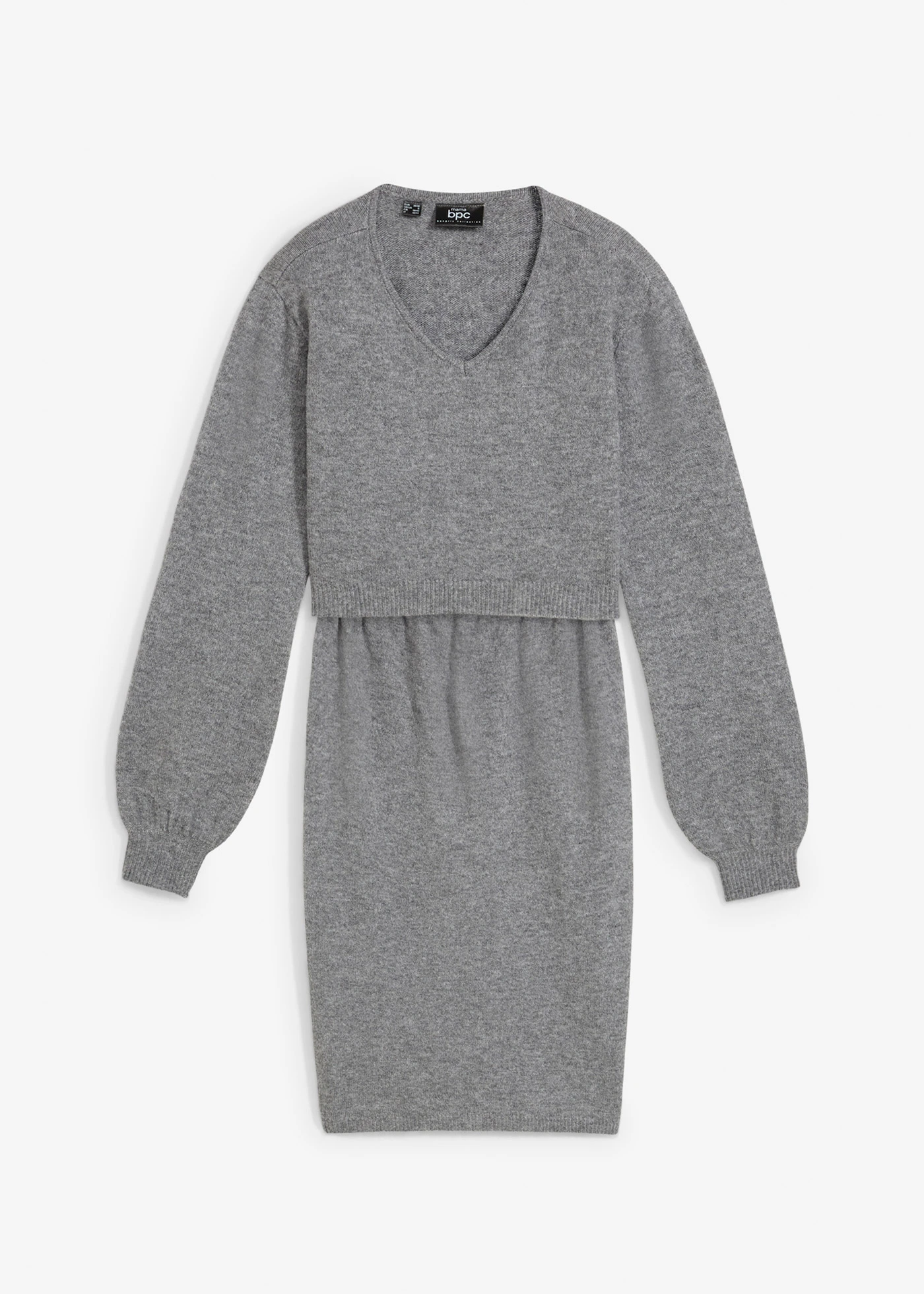 Ensemble 2 pièces en maille ultra douce avec un pull et une jupe • gris chiné • Boutique bonprix