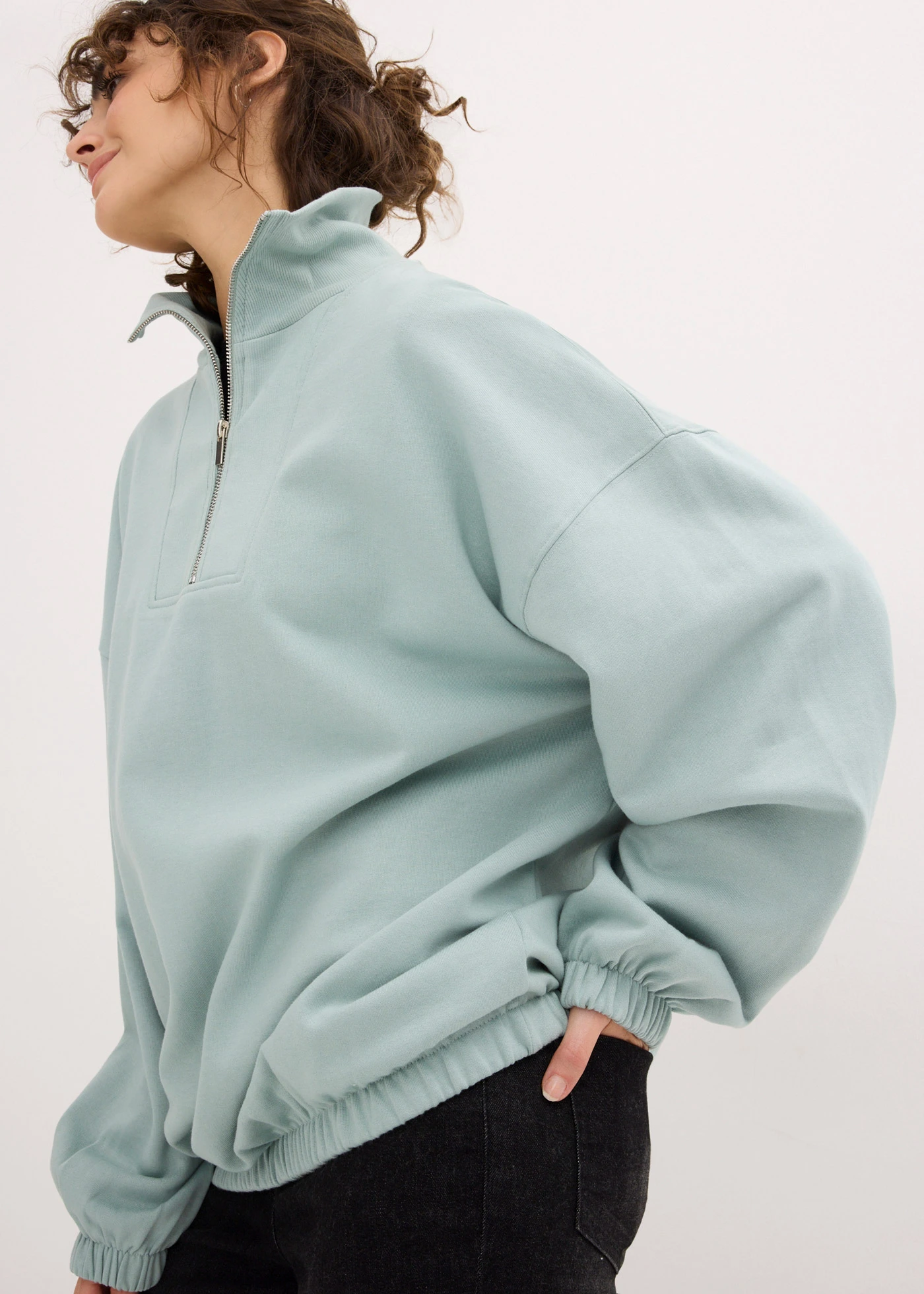 Oversized sweater met schipperskraag • zeegroen • bonprix online shop
