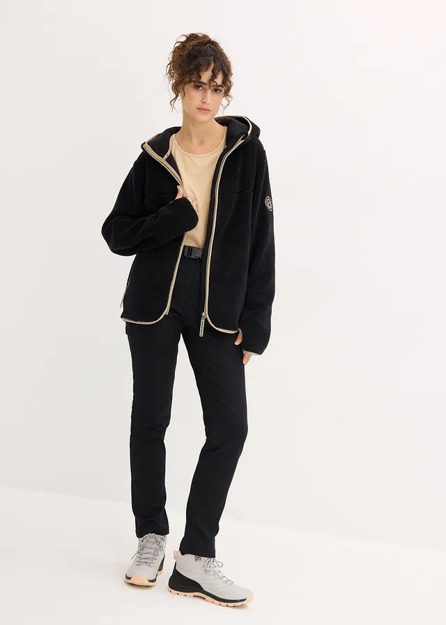 Veste en polaire peluche à capuche • noir • Boutique bonprix