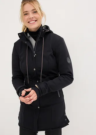 Super stretch softshell parka, waterafstotend, Kleur: zwart