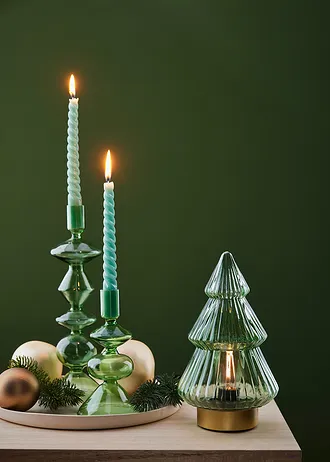 Gedraaide kroonkaarsen (set van 6), Kleur: lichtgroen