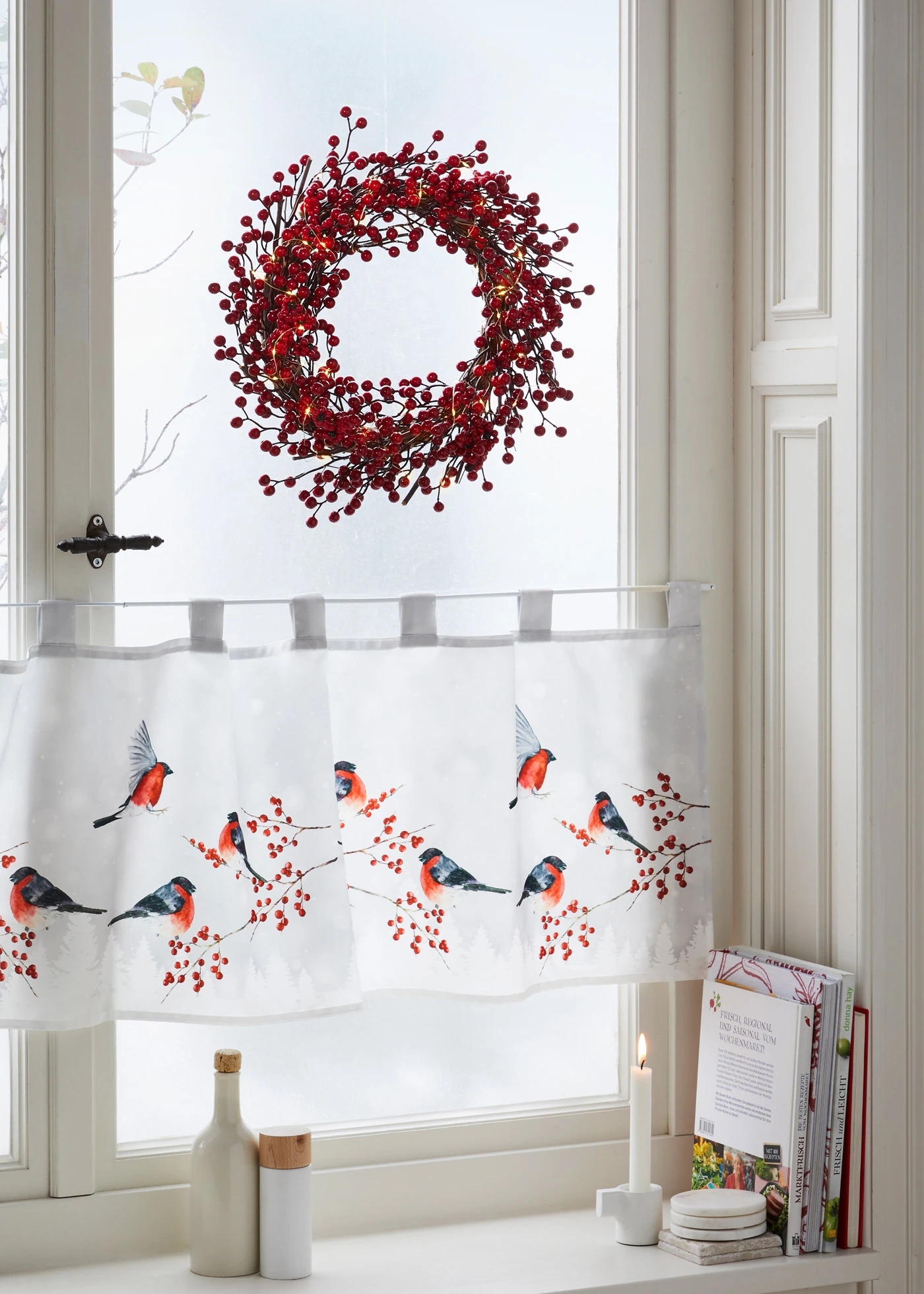 LED hangdecoratie krans met bessen • rood • bonprix online shop