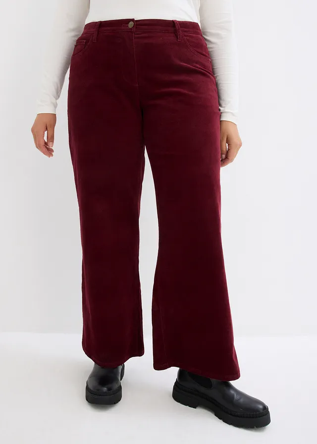 Pantalon large en velours côtelé, Couleur: rouge érable