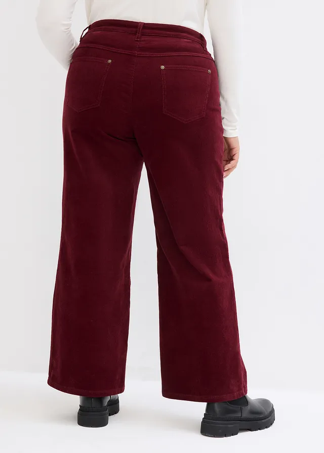 Pantalon large en velours côtelé, Couleur: rouge érable