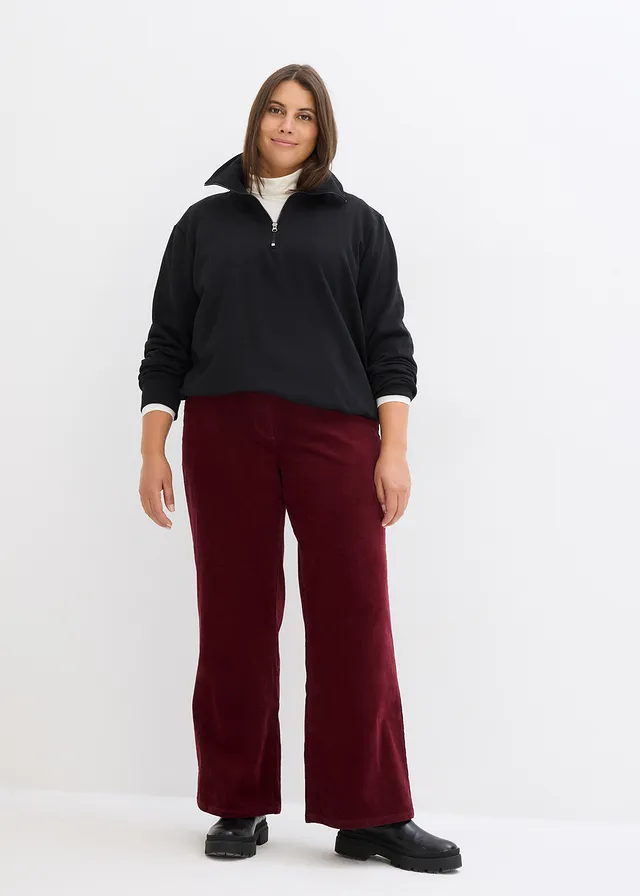 Pantalon large en velours côtelé, Couleur: rouge érable