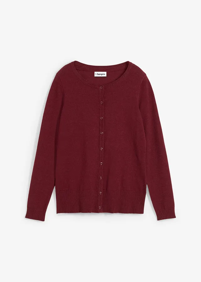 Jemně pletený kabátek s recyklovanou bavlnou • bobulová • bonprix obchod