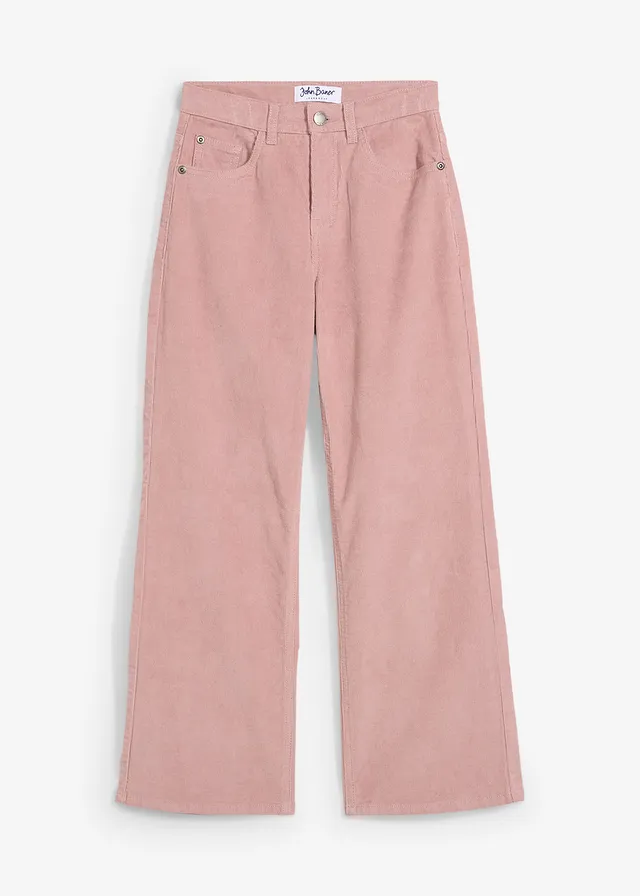 Pantaloni raiați comozi, loose fit • roz/gri • magazin bonprix