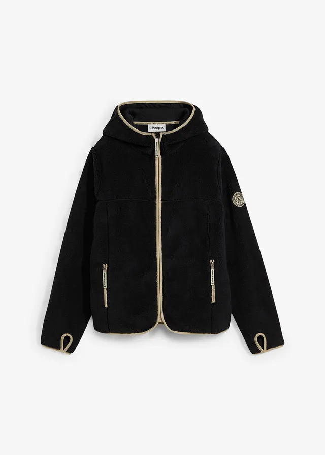 Veste en polaire peluche à capuche • noir • Boutique bonprix