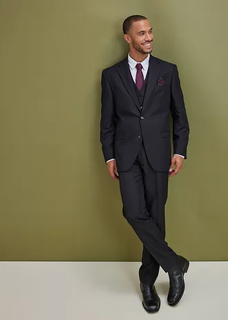 Costume 4 pièces avec gilet et cravate, regular • noir • Boutique bonprix