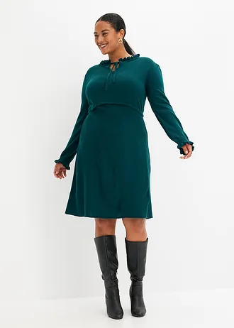 Pletené šaty, barva: tmavě zelená