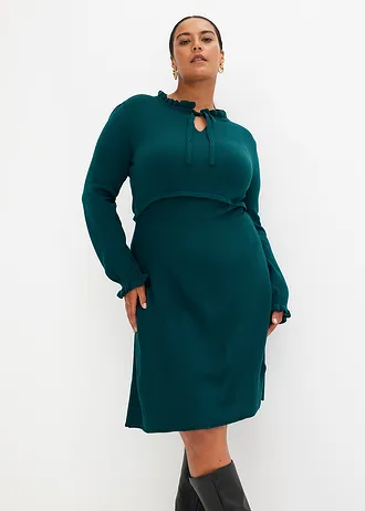 Pletené šaty, barva: tmavě zelená