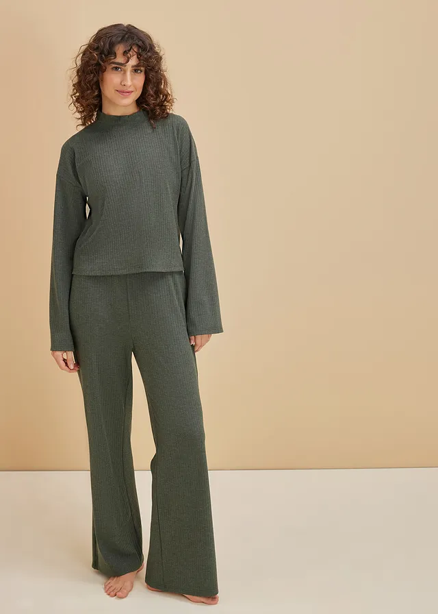 Oversized loungewear, Kleur: donkergroen mêlee