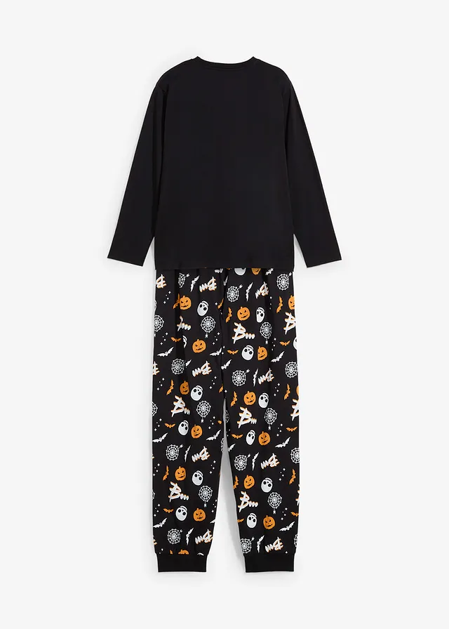 Kinderpyjama met biologisch katoen (2-dlg. set), Kleur: zwart met print
