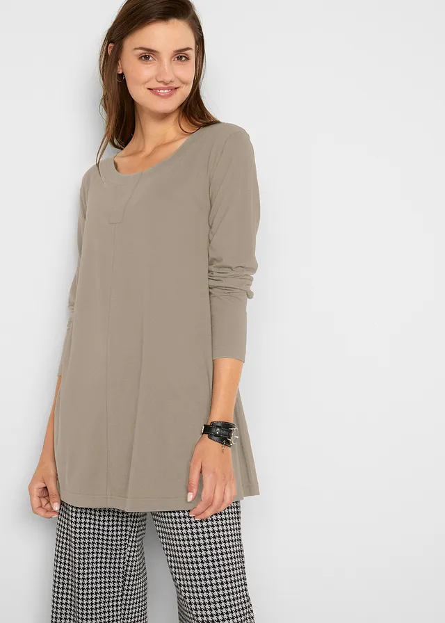 Longsleeve van een katoen/viscose-mix • new kaki • product-page.page-title-suffix