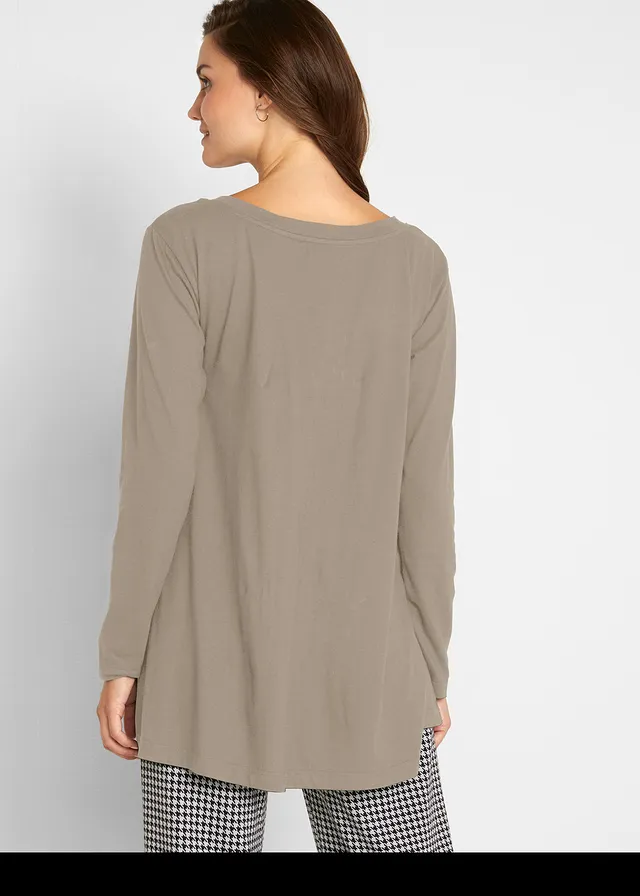 Longsleeve van een katoen/viscose-mix • new kaki • product-page.page-title-suffix