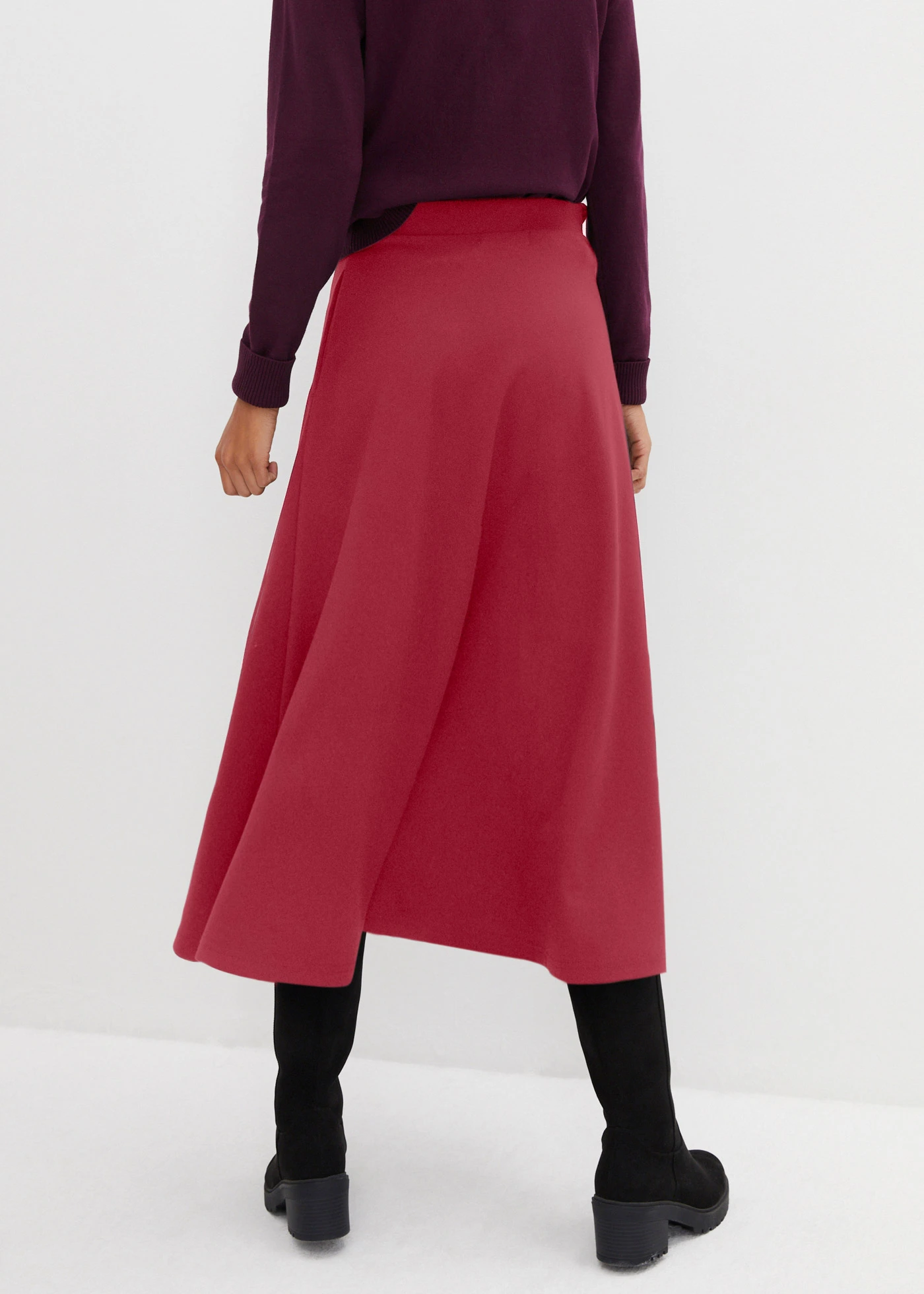 Jupe midi en Punto di Roma • rouge • Boutique bonprix