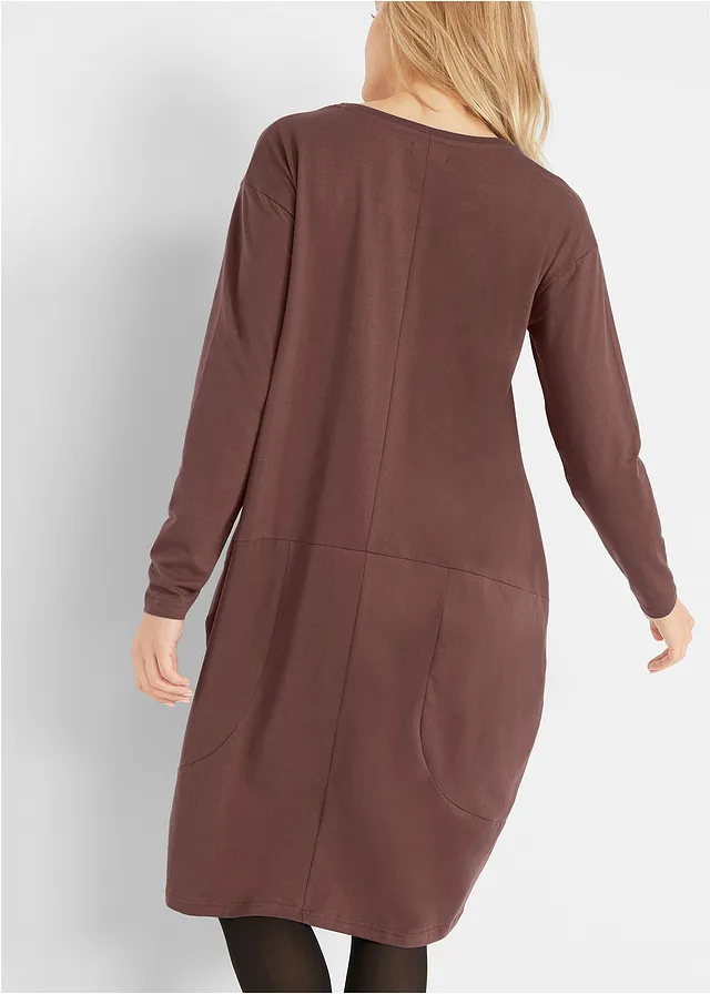 Jersey jurk in O-vorm • terrabruin • product-page.page-title-suffix