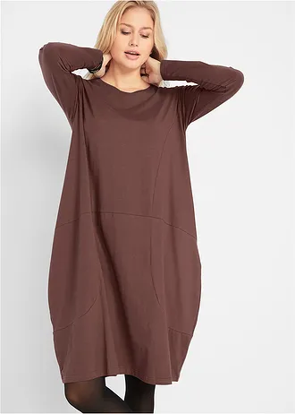 Robe en jersey, coupe ovoïde • brun terre • Boutique bonprix