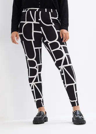Legging met print, Kleur: zwart/wit gedessineerd