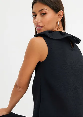 Mouwloze blouse met ruches • zwart • bonprix online shop