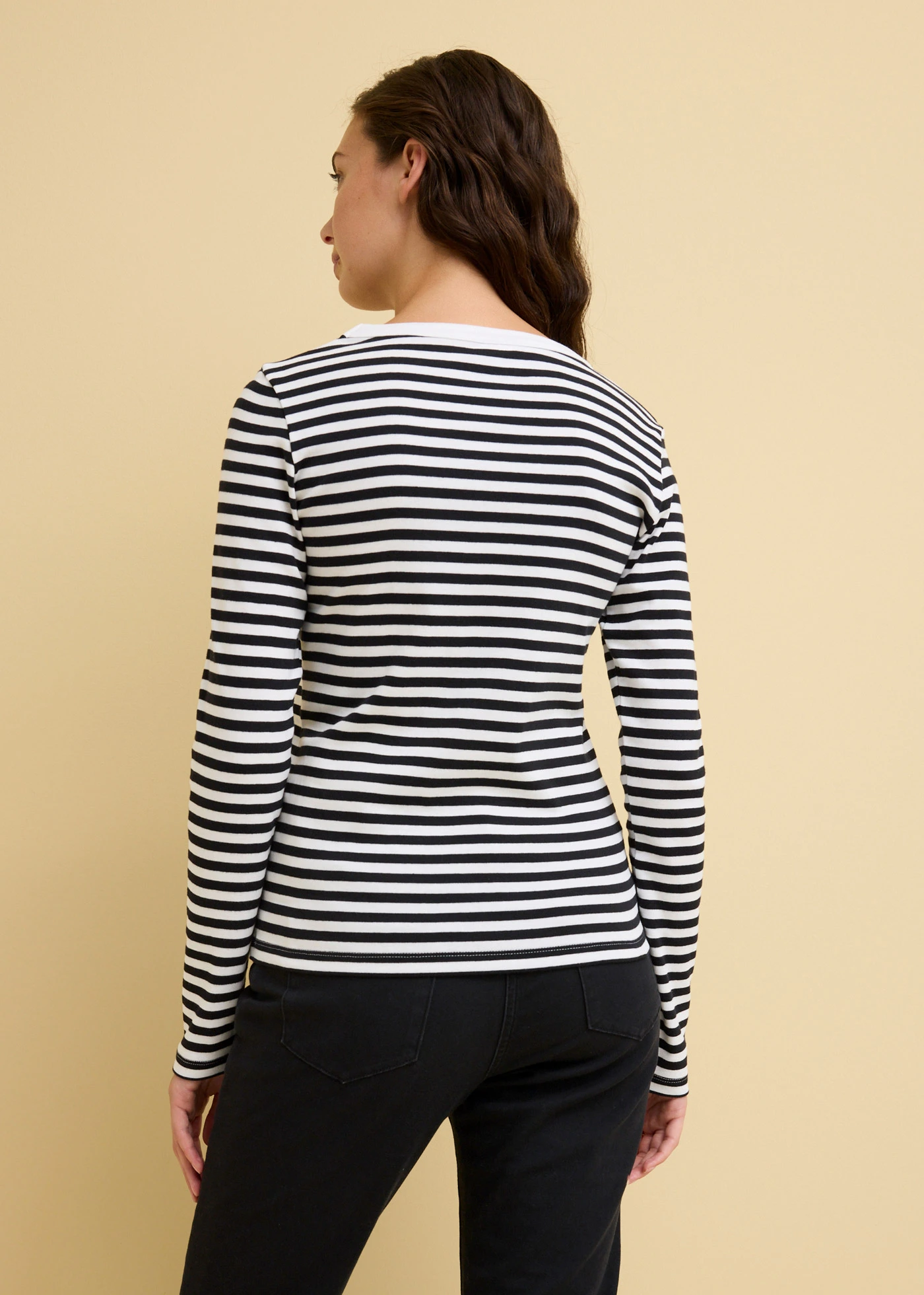 Tričko s dlouhým rukávem, čistá organická bavlna • černá + bílá s proužky • bonprix obchod