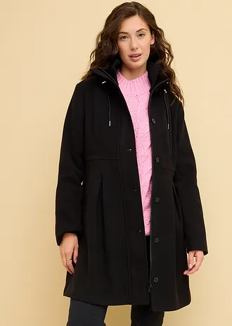 Manteau à capuche et pinces • noir • Boutique bonprix