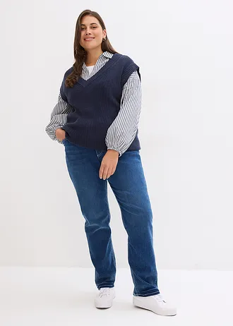 Termo džíny Straight High Waist, barva: modrý denim used