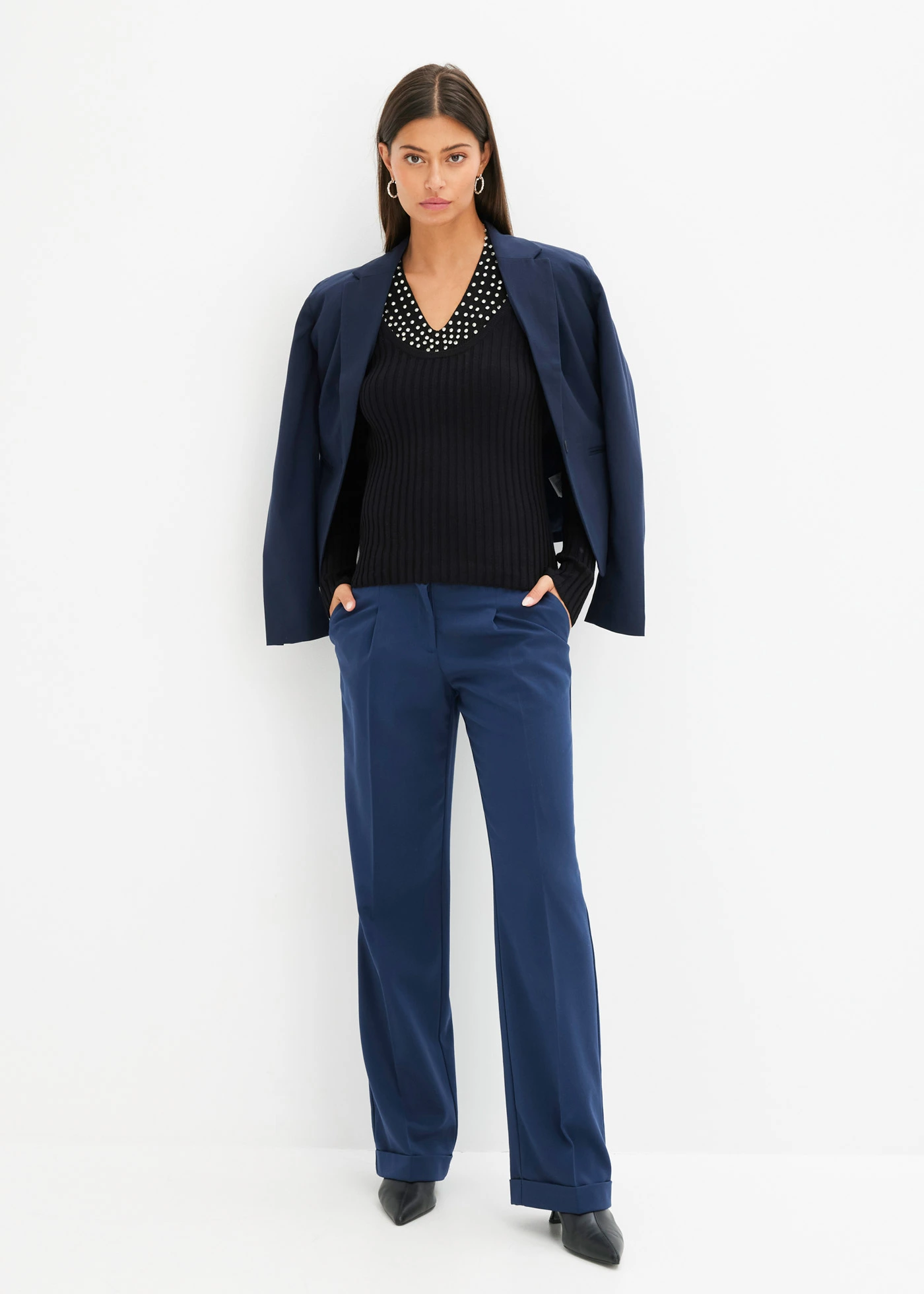 Bandplooibroek • donkerblauw • bonprix online shop