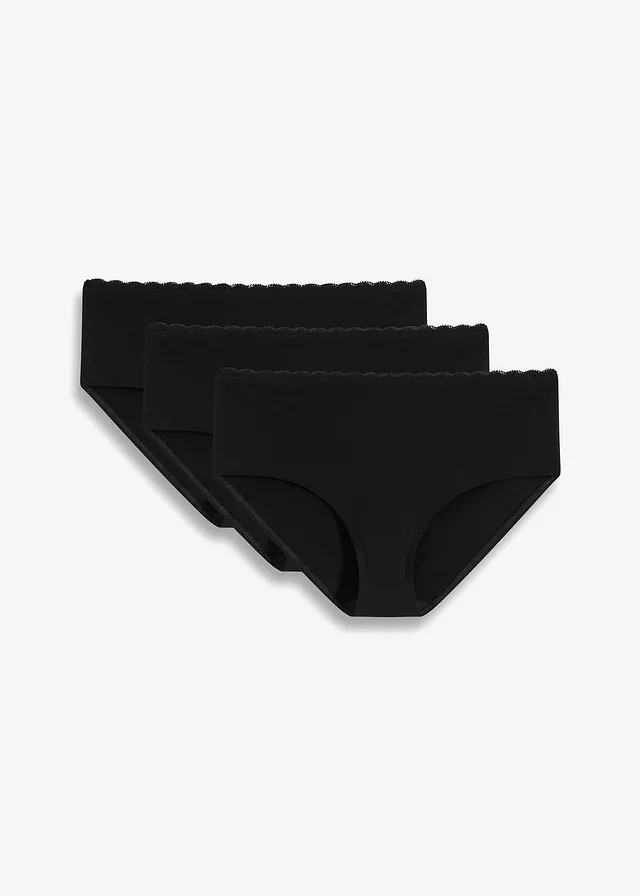 Chilot panty de gravide cu bumbac organic și dantelă (set/3 buc.)