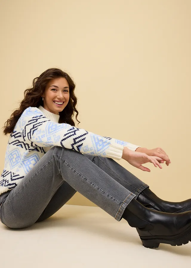 Straight jeans mid waist, stretch • grijs denim used • product-page.page-title-suffix
