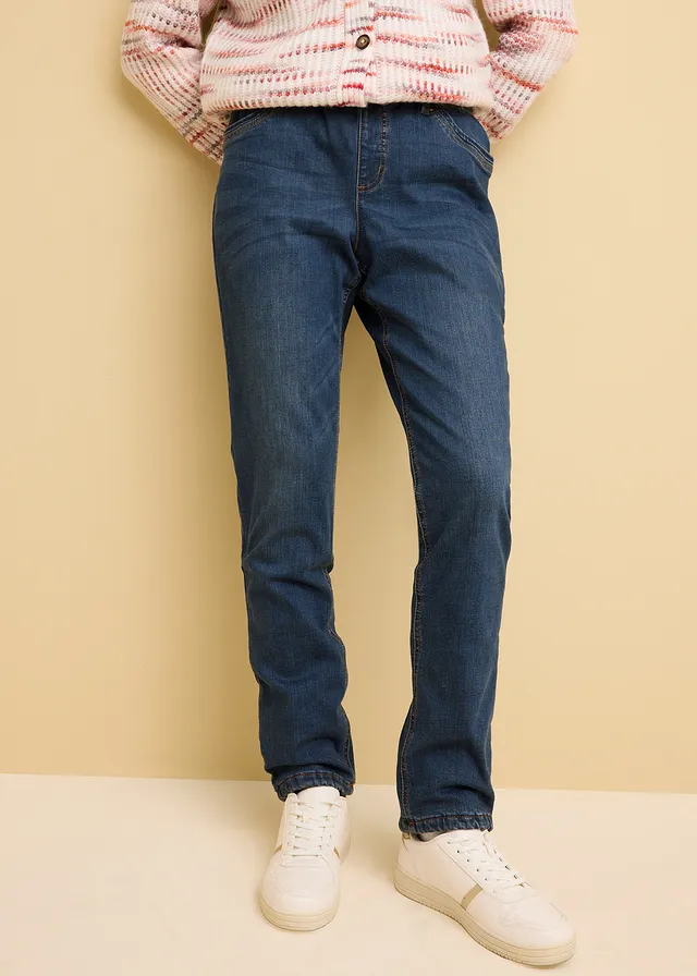 Termo džíny Straight, Mid Waist • tmavě modrá used • bonprix obchod