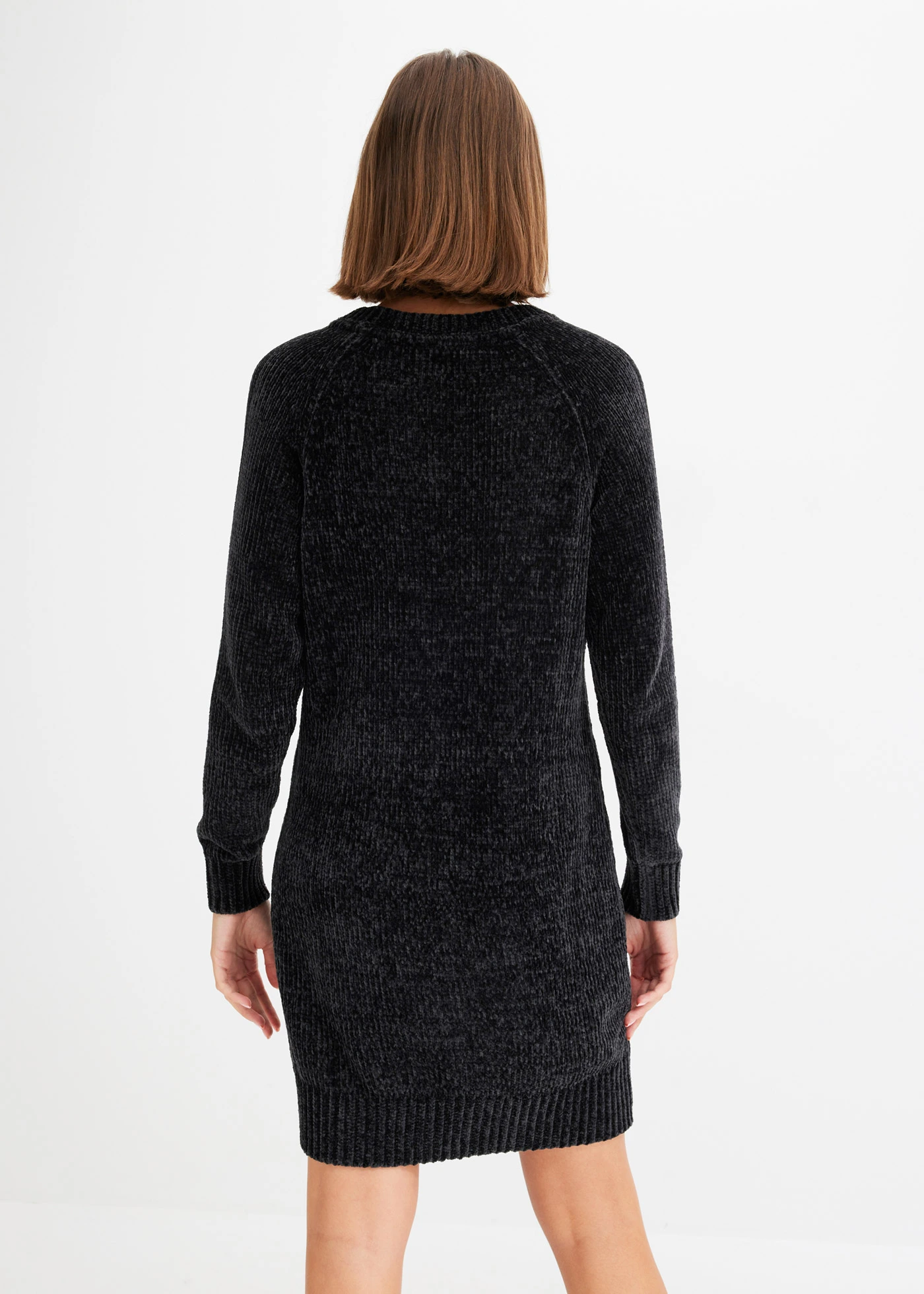 Oversized pletené šaty ze žinylky • černá • bonprix obchod