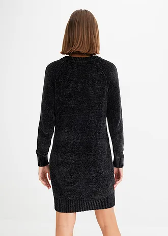 Oversized pletené šaty ze žinylky • černá • bonprix obchod