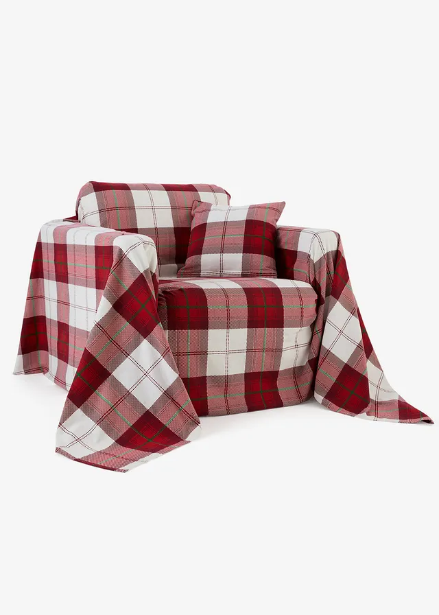 Plaid met ruiten, Kleur: rood-crème