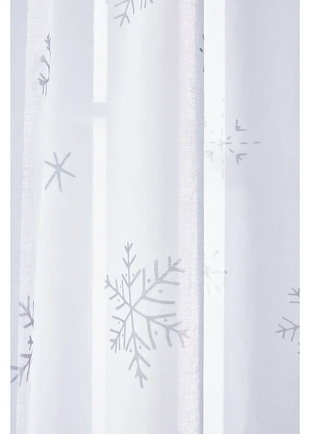 Transparant gordijn met sneeuwvlokken (1 stuk) • wit-grijs • product-page.page-title-suffix