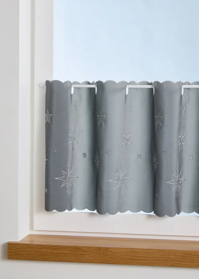 Vitrážková záclona s hviezdičkovanou výšivkou Vitrážková záclona s hviezdičkovanou výšivkou