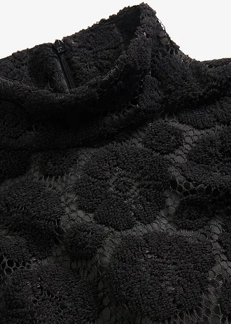 Kanten mini jurk, Kleur: zwart