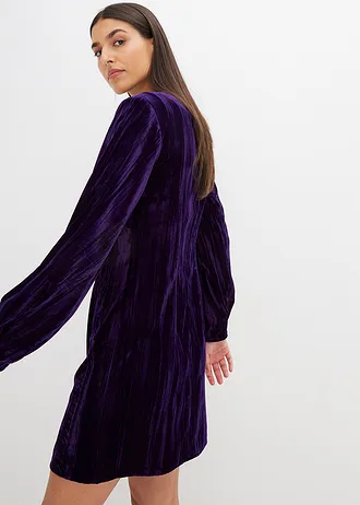 Robe courte en velours, Couleur: violet foncé