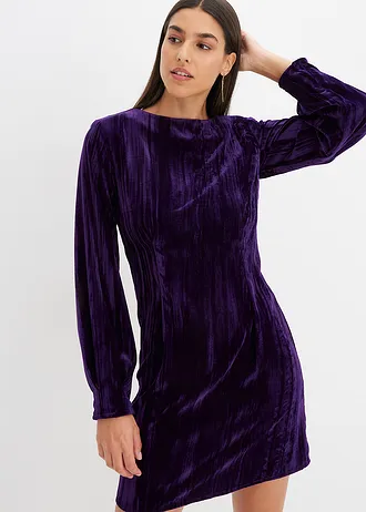 Robe courte en velours, Couleur: violet foncé