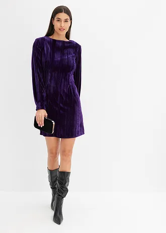 Robe courte en velours, Couleur: violet foncé