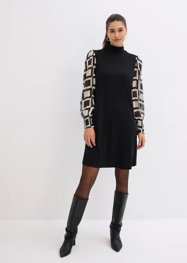 Shirtjurk, Kleur: zwart-ecru grafische print