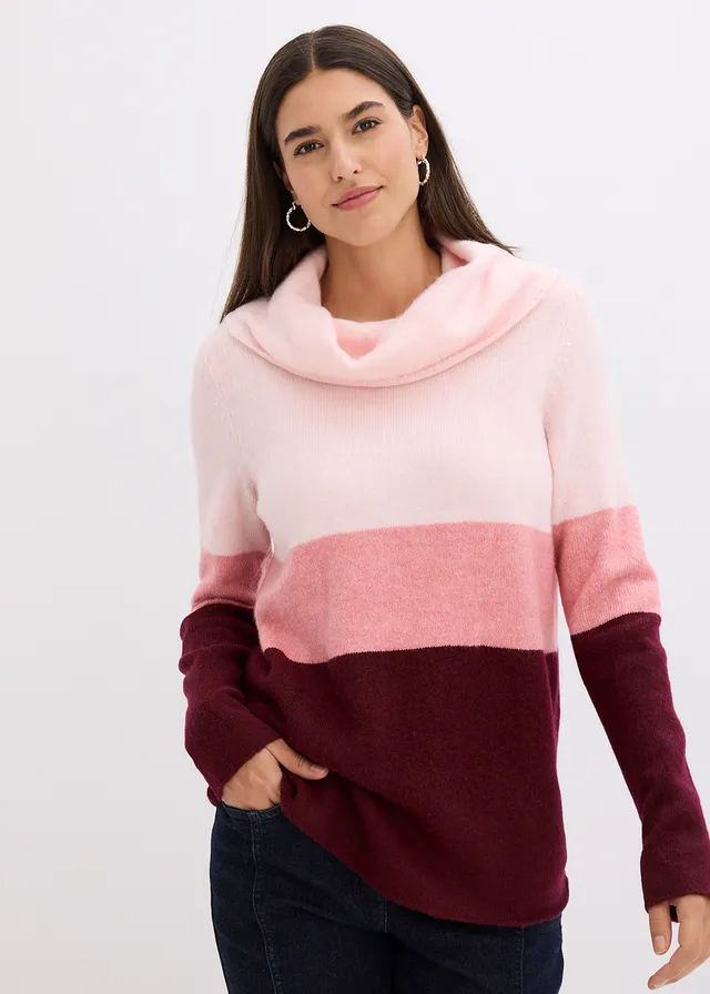 Pull à col roulé • rose dragée/rouge érable rayé • product-page.page-title-suffix