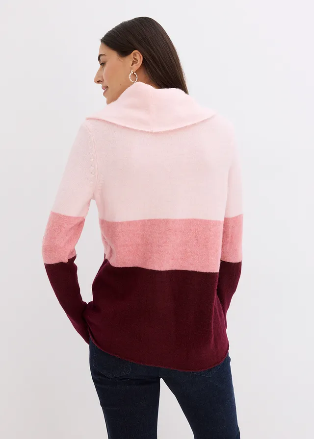 Pull à col roulé • rose dragée/rouge érable rayé • product-page.page-title-suffix