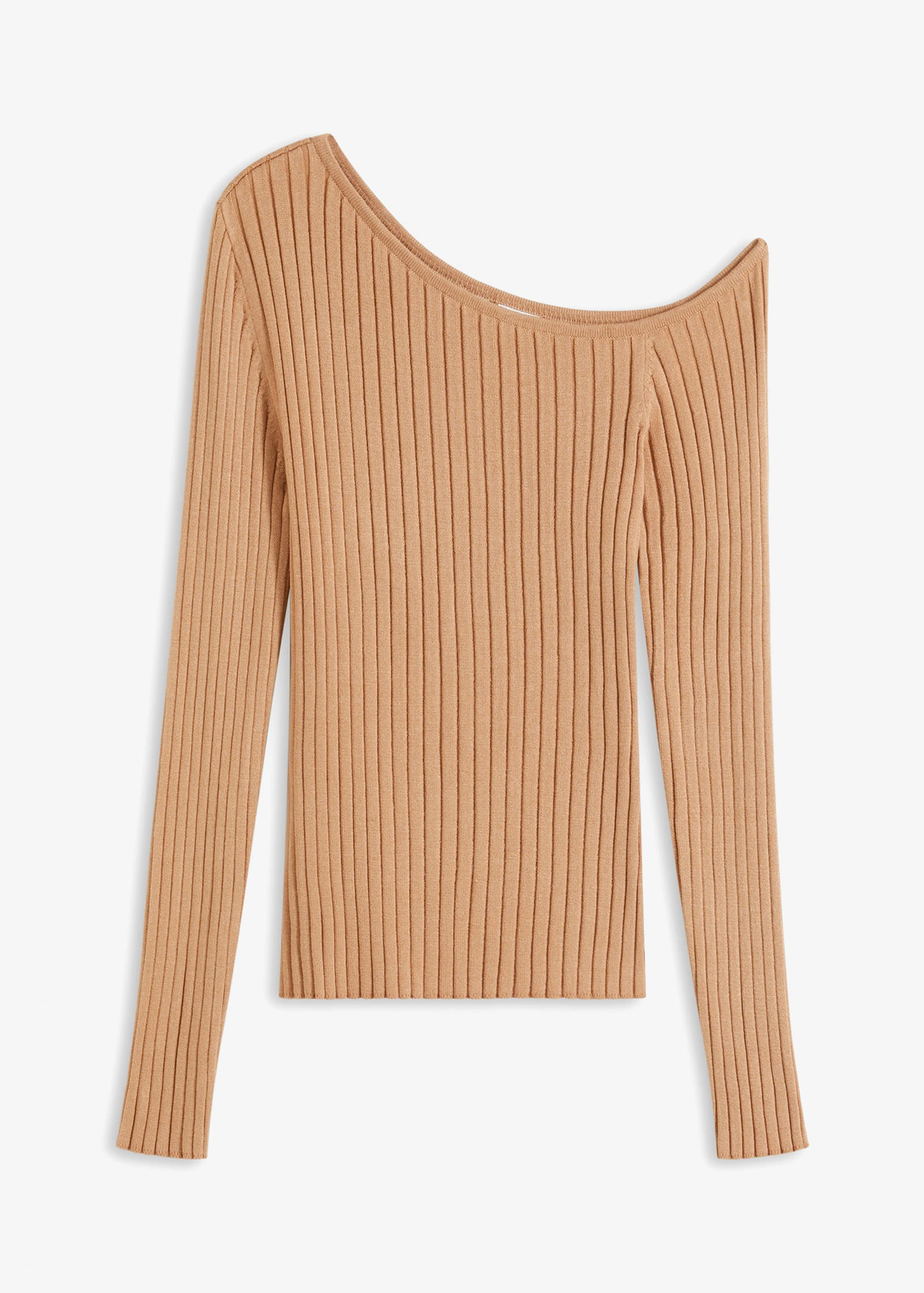 Žebrované triko s volným ramenem • kapučíno • bonprix obchod