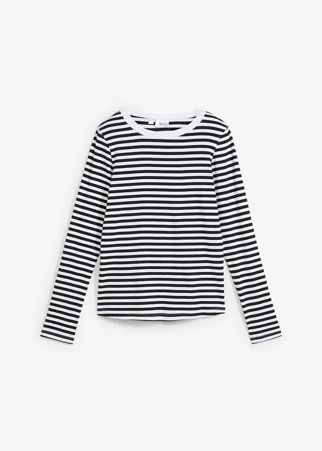 Longsleeve van biologisch katoen, Kleur: zwart/wit gestreept