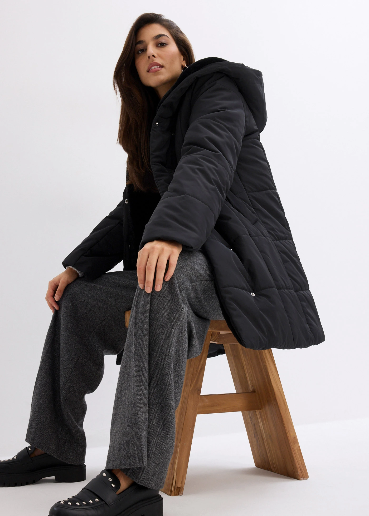 Doudoune avec doublure peluche • noir • Boutique bonprix