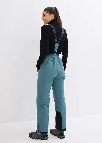 Pantalon de ski thermique imperméable avec bretelles amovibles • gris vert • Boutique bonprix