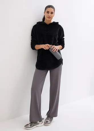 Lange trui van zacht fleece, oversized • zwart • bonprix online shop