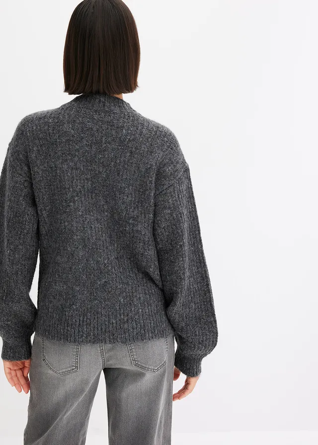 Gilet doux en grosse maille de laine mélangée • anthracite chiné • product-page.page-title-suffix
